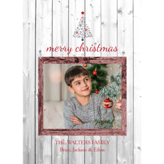 merry christmas white photo card