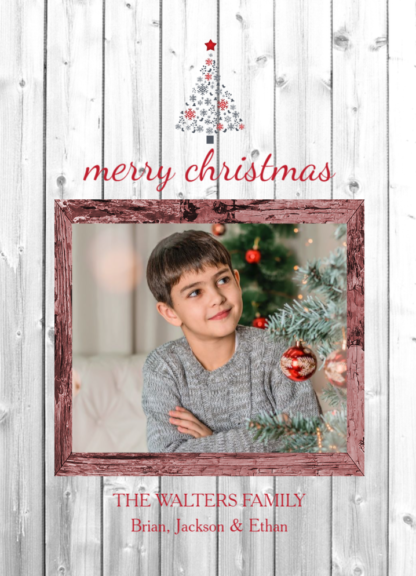 merry christmas white photo card