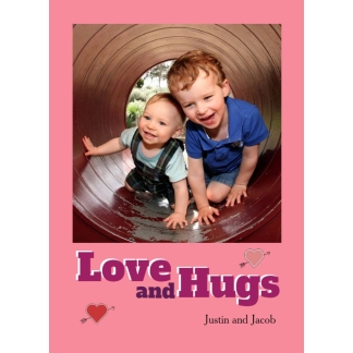 love and hugs valentines day photo card