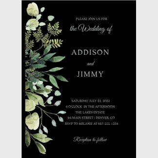 Elegant Black Floral wedding card