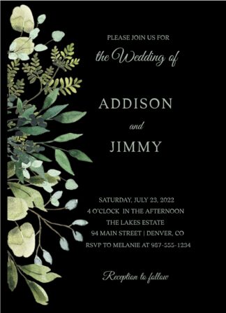 Elegant Black Floral wedding card