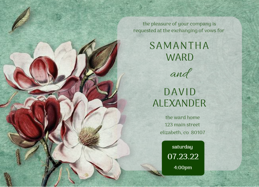 magnolia wedding invitation