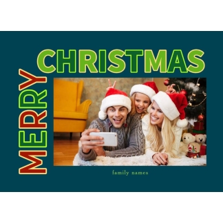 merry christmas colorful photo card