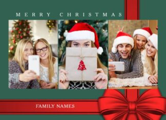merry christmas present photo card