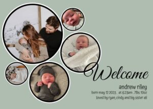 welcome baby photo card