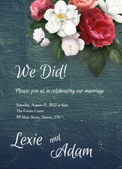 Chalkboard Rose Wedding Invitation - MNCPrint.com