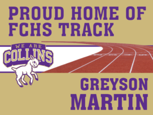 Fort Collins High School Track and Field yard sign