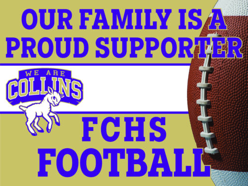 Fort Collins High School Football Family Supporter yard sign