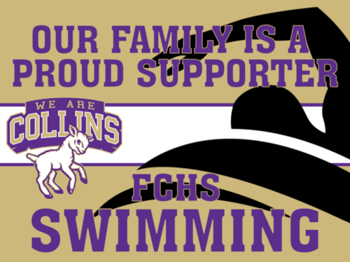 Fort Collins High School Swimming yard sign