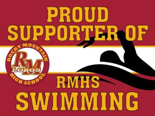 Rocky Mountain High School Swimming Supporter yard sign