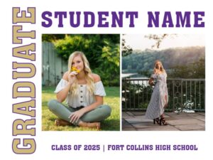 Fort Collins High School photo graduation yard sign