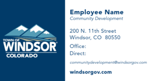 Town of Windsor community development business card