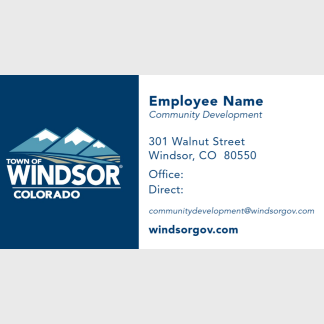 Town of Windsor community development business card