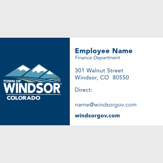 town of windsor finance business cards cell only