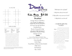 Doug's Diner Kids Menu