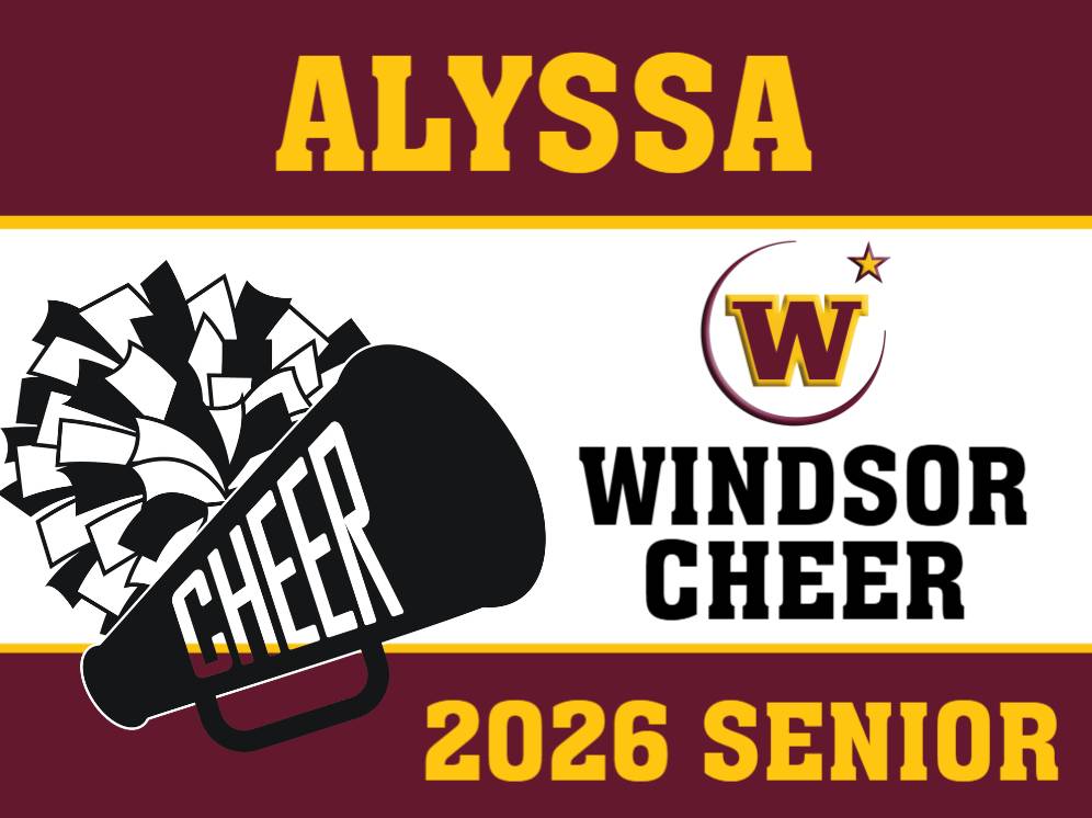 Windsor High School cheer senior yard sign