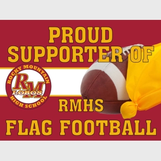 Rocky Mountain High School flag football yard sign
