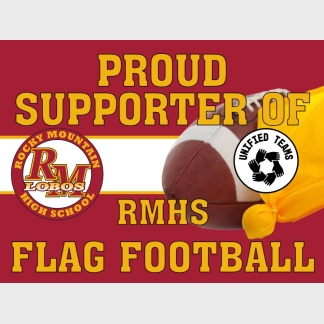 Rocky Mountain High School unified flag football yard sign