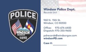 Town of Windsor Police Department Business Cards
