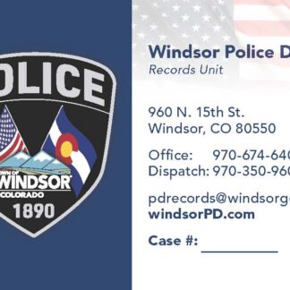 Town of Windsor Police Department Business Cards