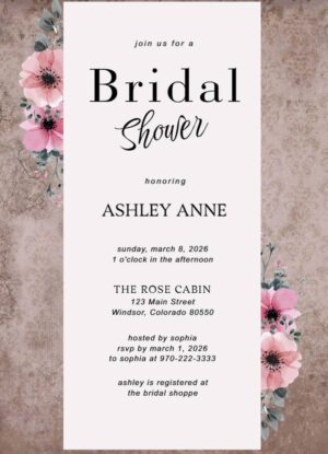 rose bridal shower invitation